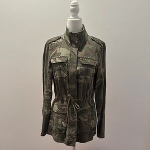 INC International Concepts Olive Camouflage Utility Jacket